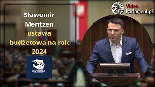 Sławomir Mentzen  ustawa budżetowa na rok 2024 [upl. by Kial203]