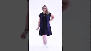 Colete em cotton jeans e Vestido soltinho preto Plus Size  Marguerite  Posthaus [upl. by Broucek996]