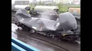 Railroad tank car vacuum implosion [upl. by Donelu]