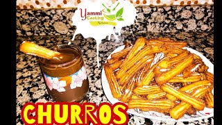 حلوى الشوروز الاصلية المقرمشة مع صوص الشوكولاتة Churros With Chocolate Sauce [upl. by Pirri683]