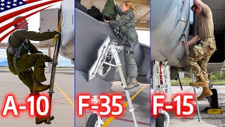 Amazing Retractable Ladder Mechanisms Boarding US Fighters amp Attack Aircraft [upl. by Lexie]