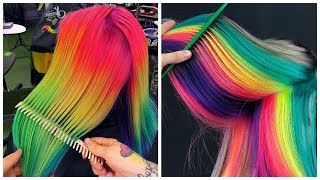 Colorful Hair ideas 💙Rainbow Color Hair Transformation Hairstyle Tutorials Compilations 5 [upl. by Carleen705]