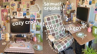 cozy crochet desk setup 2023 🌷✨ desk chair cover monitor cover keyboard placemat [upl. by Robi]