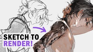 Sketch to Render ✦ Full Digital Art Process Clip Studio Paint Illustration Making [upl. by Idner607]