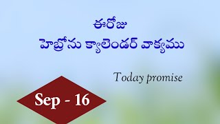 September 16 2024ఈరోజు హెబ్రోను క్యాలెండర్ వాక్యముMorning meditationdaily promise [upl. by Norda]