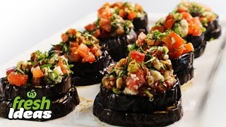 Gluten Free Bruschetta Recipe with Eggplant Tomato and Fetta [upl. by Lucienne775]