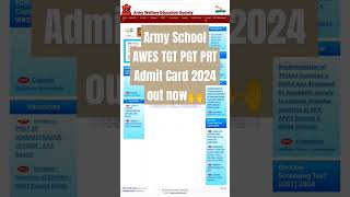 Army School AWES TGT PGT PRT Admit Card 2024 out now🙌 [upl. by Hamish]