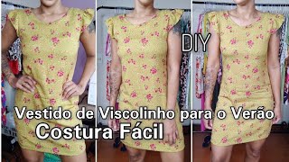 Vestido com babadinho na cava soltinho para o Verão Costura Fácil DIY [upl. by Atnuahs198]