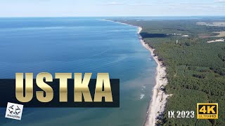 Ustka z drona wrzesień 2023 plaże piasek morze statki zachód słońca 4K [upl. by Latsyrk794]