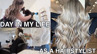 A DAY IN THE LIFE OF A HAIRSTYLIST  COME TO WORK WITH ME AT THE SALON [upl. by Aleydis]