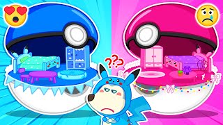 Which Pokeball Does Lycan Like Pink vs Blue Pokeball House 🐺 Cartoons for Kids  LYCAN  Arabic [upl. by Eilujna]