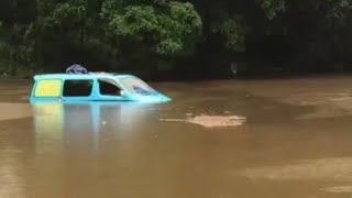 English backpackers campervan submerged in Queensland crocodile danger zone [upl. by Flavian460]