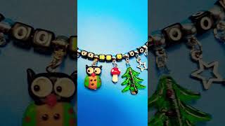 🌲Woodsy🔆🔆 Necklace made with lampwork trees🌲amp🦉glass owl 💚On a goldtone flangewith adjustable🦞 clasp [upl. by Vanhook333]