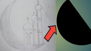 How To Draw Moon ll With Taj Mahal easy to draw viralvideo shortvideo amaya drowning [upl. by Droc]