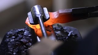 Blacksmithing  Forging a Brian Brazeal style hot cut hardie [upl. by Drahser]