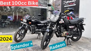 Hero Splendor Plus i3s Vs Tvs Radeon 2024 Detail Compression Price Mileage Features Top Speed Review [upl. by Aicertap]