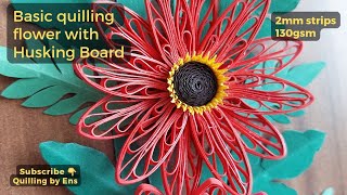 Basic Quilling Flower with Husking Board diy paperflower quilling filigree basteln viral [upl. by Daveta]