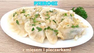 Najlepsze pierogi z mięsem z rosołu i pieczarkami 👌 idealne mięciutkie ciasto na pierogi 👍 przepis [upl. by Faux]