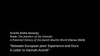 Ariella Aïsha Azoulay quotBetween European Jews Experience and Ours Letter to Hannah Arendtquot [upl. by Ehling]