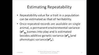 Concept of repeatability in animal breedingApril 17 2023 Time4 04 58 pm [upl. by Alamak]