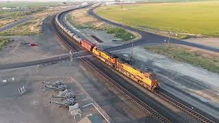 BNSF Loaded Tanker Pulling into Pasco WA Drone Footage [upl. by Mansoor]