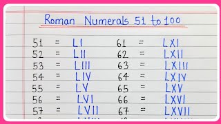 Roman numerals 51 to 100  Roman numbers from 51 to 100  51 se 100 tak Roman numerals [upl. by Pierrepont194]