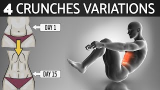 4 Variations Crunches for Flat Stomach Workout in 7 Days  How to Lose Your Belly Fat Exercises [upl. by Enelahs]