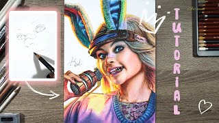 Tutorial with pencils drawing Borderlands quotTiny Tinaquot  Туториал рисования карандашами Бордерлендс [upl. by Nauqad]