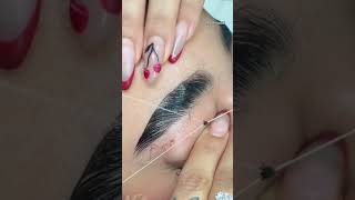 easy threading technique tutorial ✨threading eyebrowtutorial eyebrow trending makeup viral yt [upl. by Fradin232]