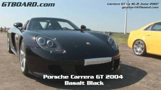 HD McLaren MB SLR vs Carrera GT 50300 kmh SLR 30190 mph real world test [upl. by Bigler]