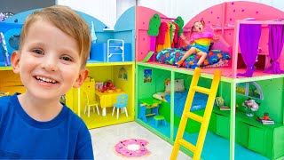 Vania Mania Kids Build a Giant Dollhouse for Stephi  More Videos for Children [upl. by Euqnimod439]