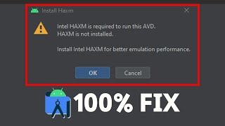 How To 100 Fix Intel HAXM is required to run this AVD in Android Studio [upl. by Abibah]