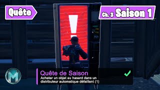 Acheter un objet au hasard dans un distributeur automatique défaillant Fortnite Quête de saison [upl. by Carlisle269]