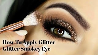 Beginners Eye Makeup Tutorial  How To Apply Glittery Smokey Eyeshadow [upl. by Harlie]