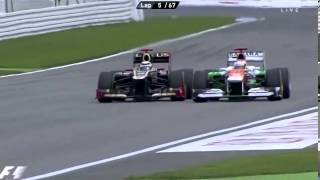 Kimi Räikkönen vs Paul di Resta  2012 German Grand Prix [upl. by Anwahsed]