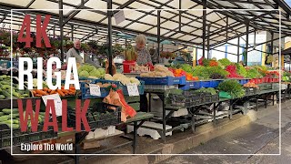 【4K】 Latvia Riga Walk  UNESCO Riga Central Market with City Sounds [upl. by Birdt983]