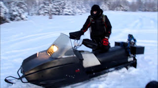 Our Skidoo Skandic 377r warming up at Jim Creek Alaska [upl. by Atauqal]