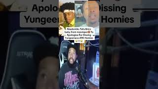 Akademiks Tells Bricc Baby From NoJumper To Apologize To Yungeen Ace amp His ATK Members shorts [upl. by Leighton]