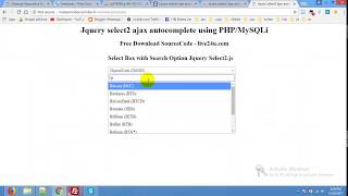 Jquery select2 ajax autocomplete example with demo in PHP  autocomplete using PHPMySQLi [upl. by Hogen]