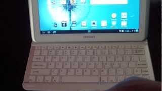 SAMSUNG GALAXY NOTE 101 WIRELESS WHITE BLUETOOTH KEYBOARD CASE N8000 N8010 N8013 [upl. by Nonie]