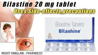 Bilastine 20 mg  Bilastine tablets 20 mg UsesSide effectsDose and precautions  In Hindi [upl. by Linad]