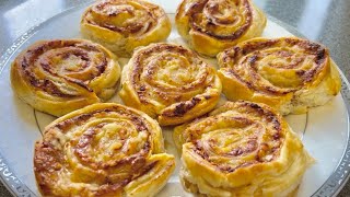 Cheese and Tomato Pinwheels Recipe  Puff Pastry [upl. by Ilahtan]