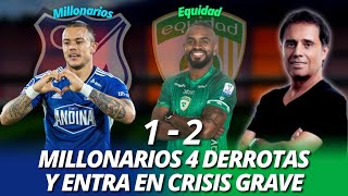 Millonarios 12 Equidad  Millonarios 4 derrotas y entra en crisis grave  Goles y Resumen [upl. by Ailime]