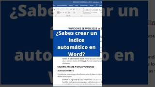 Como CREAR un INDICE en WORD word shorts cursoword productividad [upl. by Seravat357]