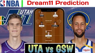 UTA vs GSW Dream11 Prediction  UTA vs GSW NBA Dream11 Team  UTA vs GSW Basketball Team [upl. by Ailad781]