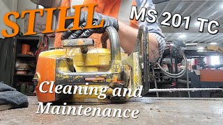 Stihl MS 201 TC Cleaning and Maintenance [upl. by Skill]