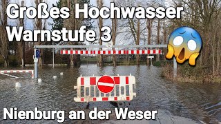 Großes Hochwasser in NienburgWeser Warnstufe 3 😱 [upl. by Nairbal297]