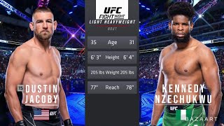 DUSTIN JACOBY VS KENNEDY NZECHUKWU FULL FIGHT UFC ON ESPN 50 [upl. by Casteel]