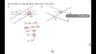 Exercício de Retas Paralelas cortadas por transversal 2 [upl. by Snej78]