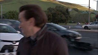 KTVU reporter almost hit by car on live TV [upl. by Kauffman]